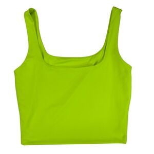 Neon Lime Green Crop Tank Top M Square Neck Electric Festival Rave Y2K Summer